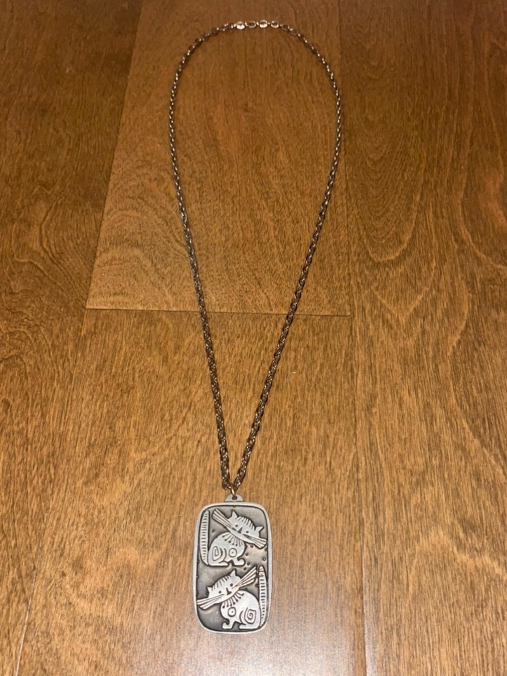 Jorgen Jensen Pewter Cat Necklace Made in Denmark